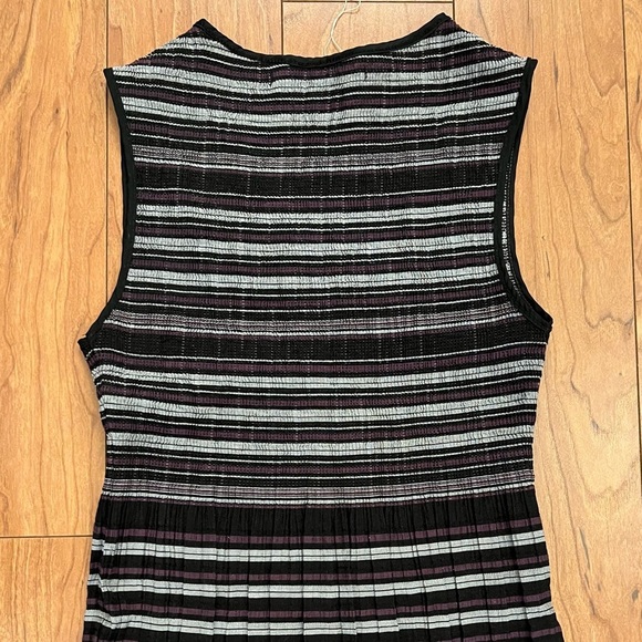 NWOT Max Studio XS Women's Black Engineer Stripe Square Neck Pleated Mini Dress - Picture 8 of 9